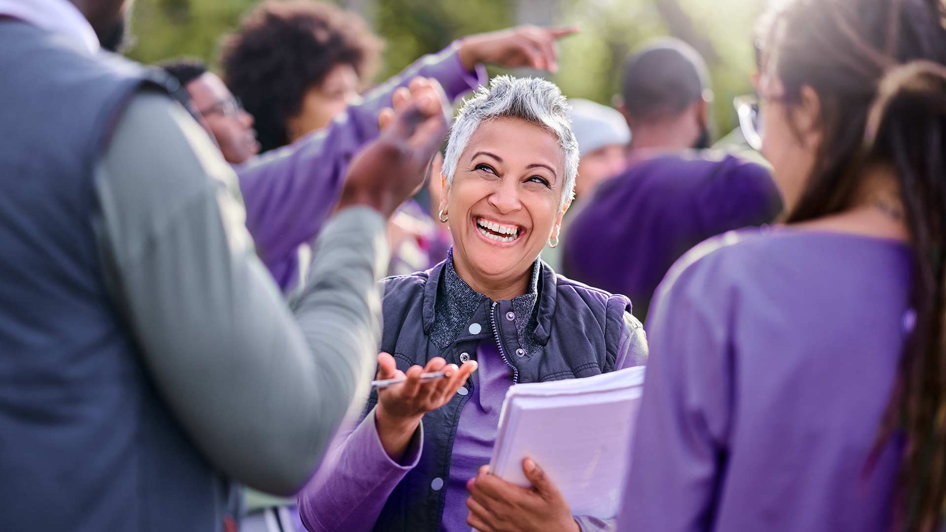 Community volunteer at an outdoor event